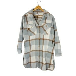 C by one plaid shacket oversized button up shirt jacket women's XL